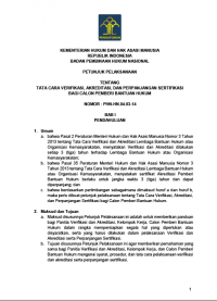 Petunjuk Pelaksanaan Tentang Tata Cara Verasi Bagi Calon Pemberi Bantuan Hukum Nomor PHN-HN.04.03-14